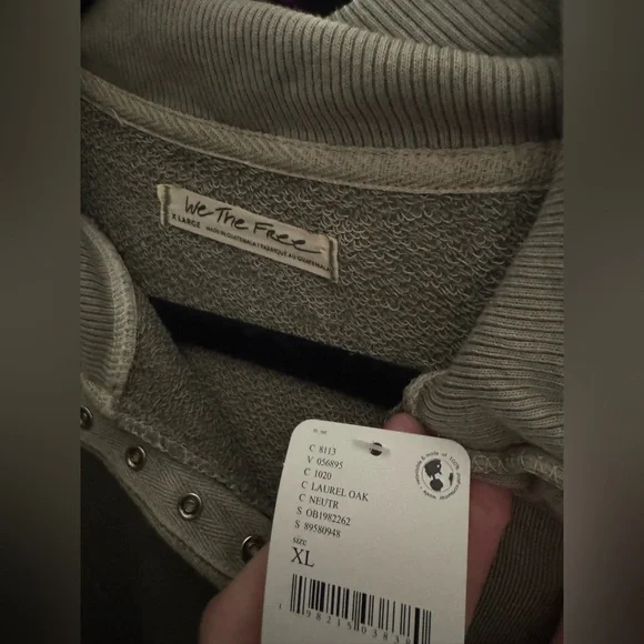 NWT We The Free / free people Camden Henley Sweatshirt - laurel oak - XL - Picture 5 of 5